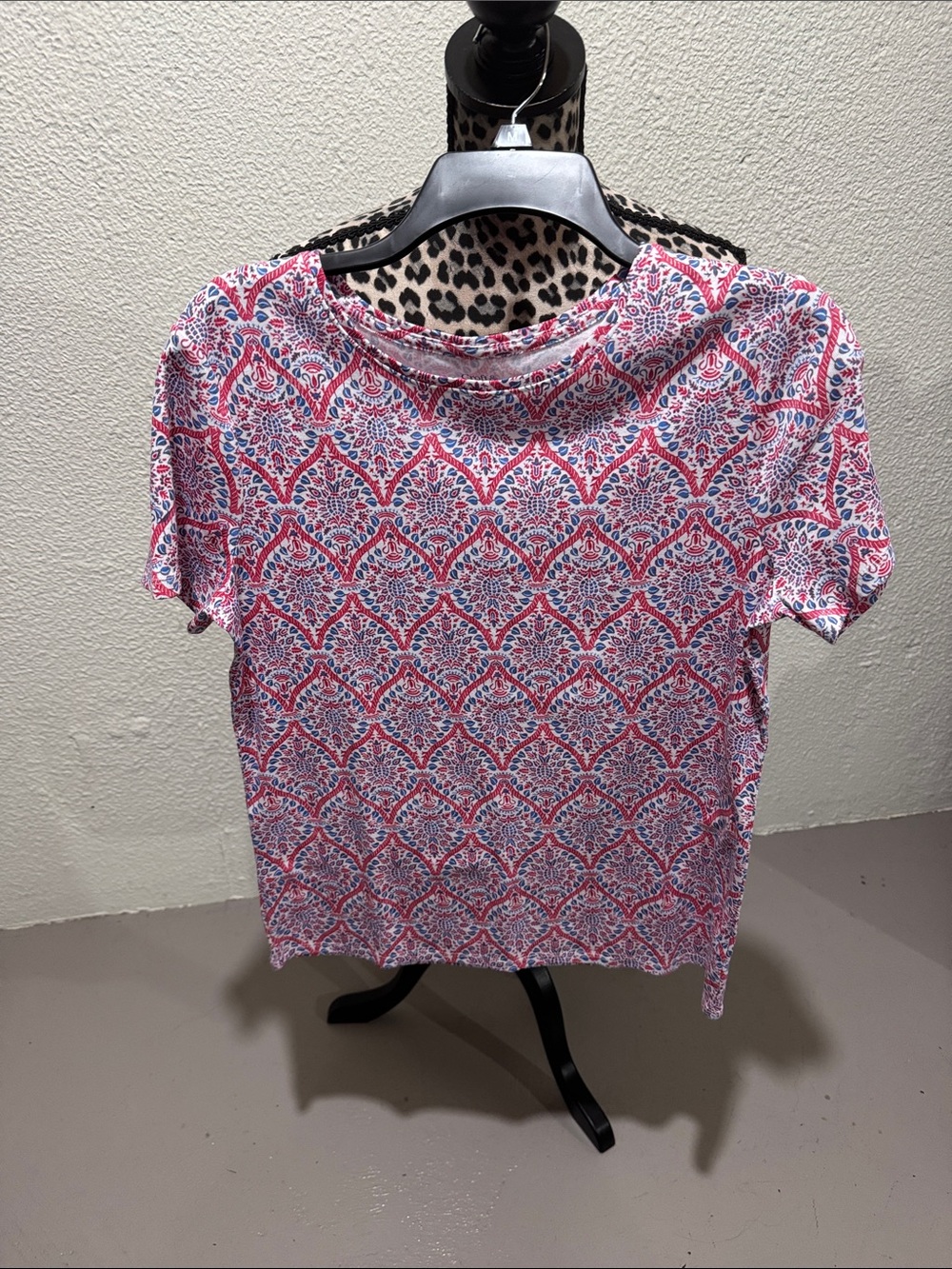 croft & barrow Pink and Blue Patterned Short-Sleeve Tee